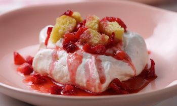 Fluffy Strawberry Shortcake Meringue Nests • Tasty