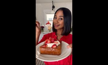 Honey Butter Toast with Rose Whipped Cream + Strawberries